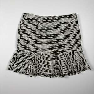 Banana Republic Chain Print Peplum Flounce Mini Skirt Black White Petite 12P
